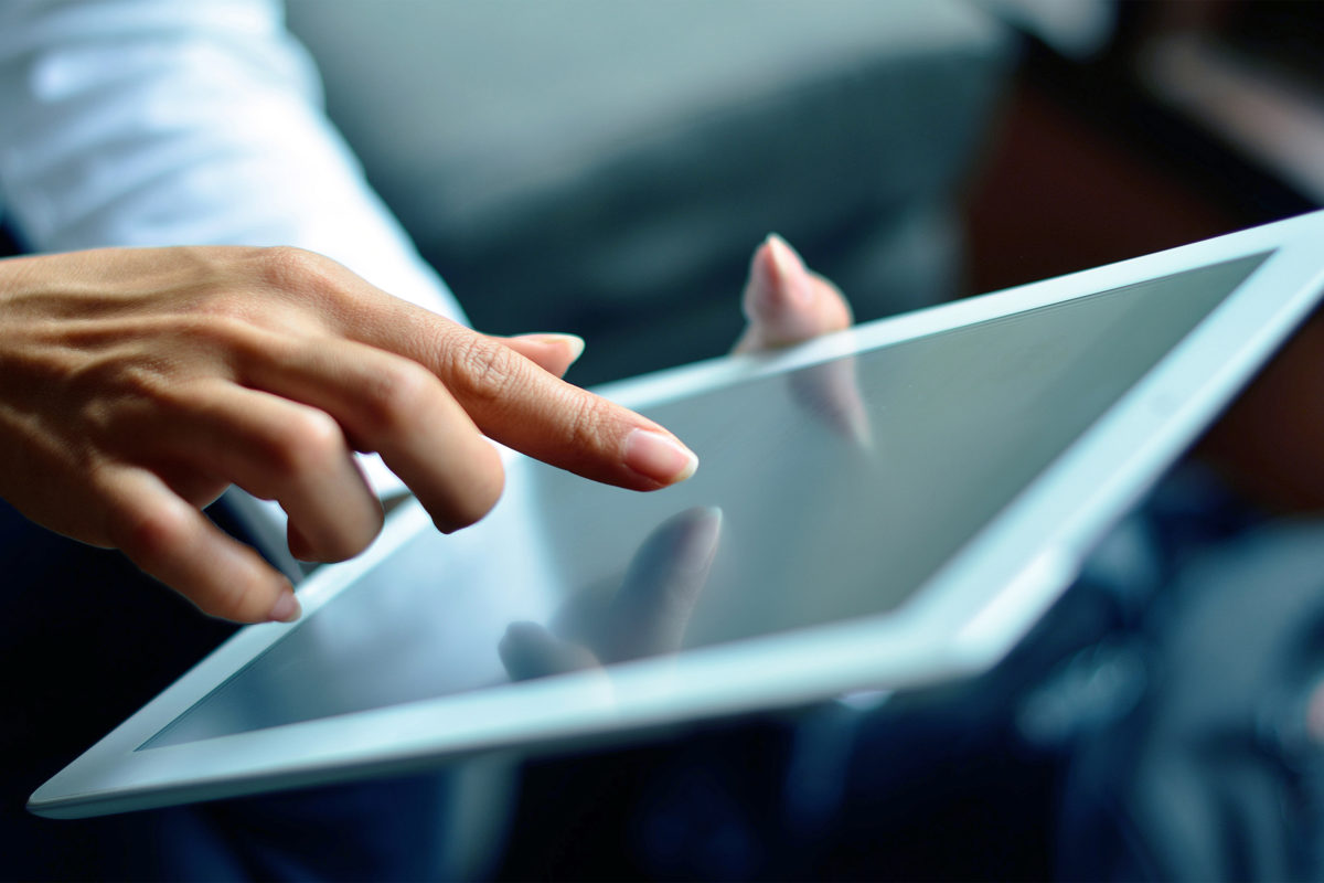 Woman working using an ipad